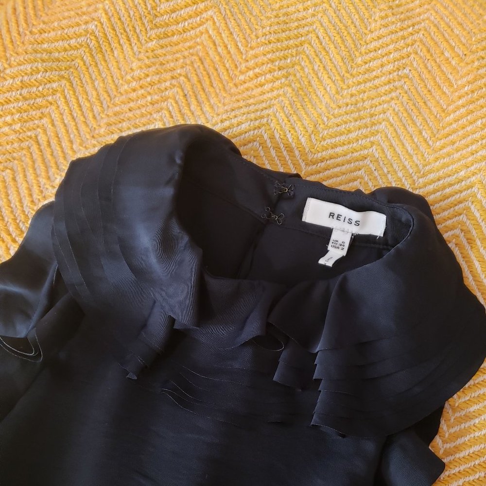 Reiss Navy Dallas Stacked Ruffles Sleeveless Top